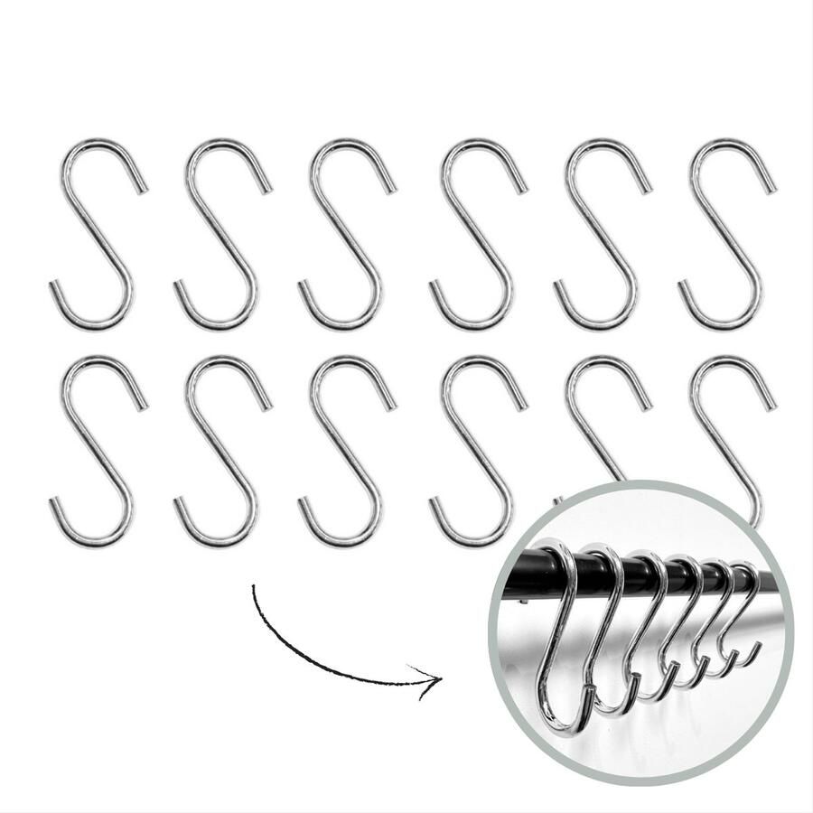HOYA living S haken Zilver 6cm (klein) 12 stuks ophanghaken kapstokhaken S haakjes