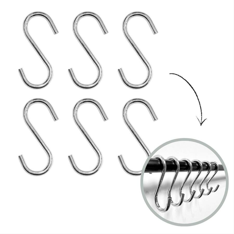 HOYA living S haken Zilver 6cm (klein) 6 stuks ophanghaken kapstokhaken S haakjes