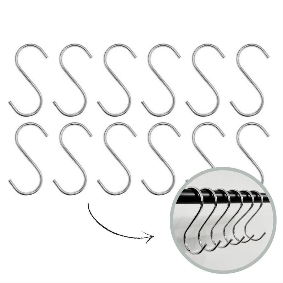 HOYA living S haken Zilver 9 5cm (groot) 12 stuks ophanghaken kapstokhaken S haakjes