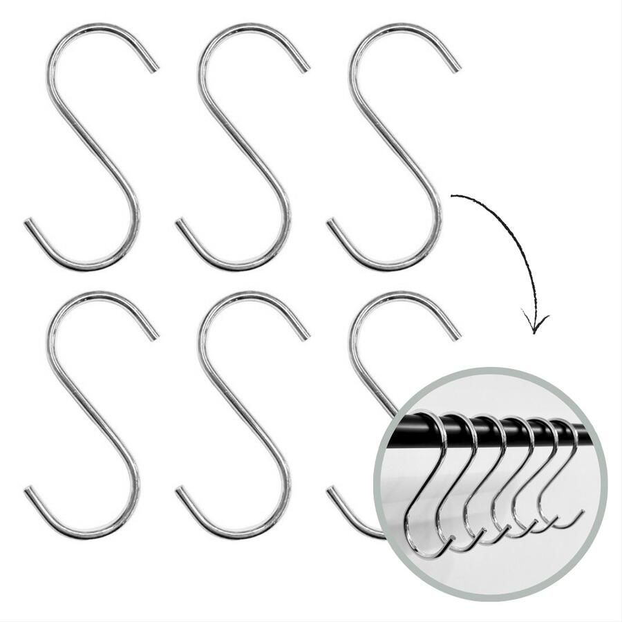 HOYA living S haken Zilver 9 5cm (groot) 6 stuks ophanghaken kapstokhaken S haakjes