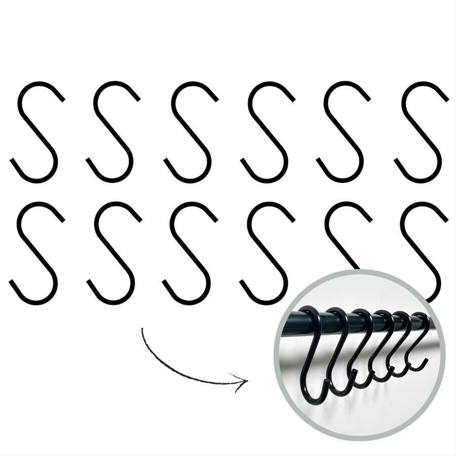 HOYA living S haken Zwart 6cm (klein) 12 stuks ophanghaken kapstokhaken S haakjes