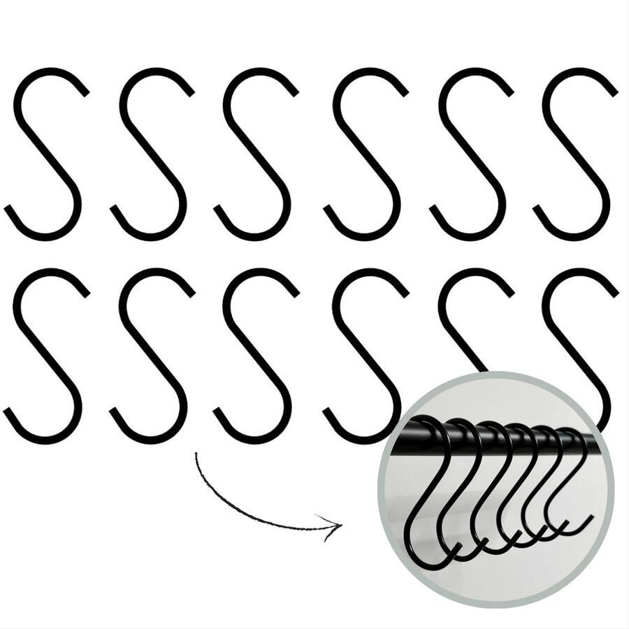 HOYA living S haken Zwart 9 5cm (groot) 12 stuks ophanghaken kapstokhaken S haakjes