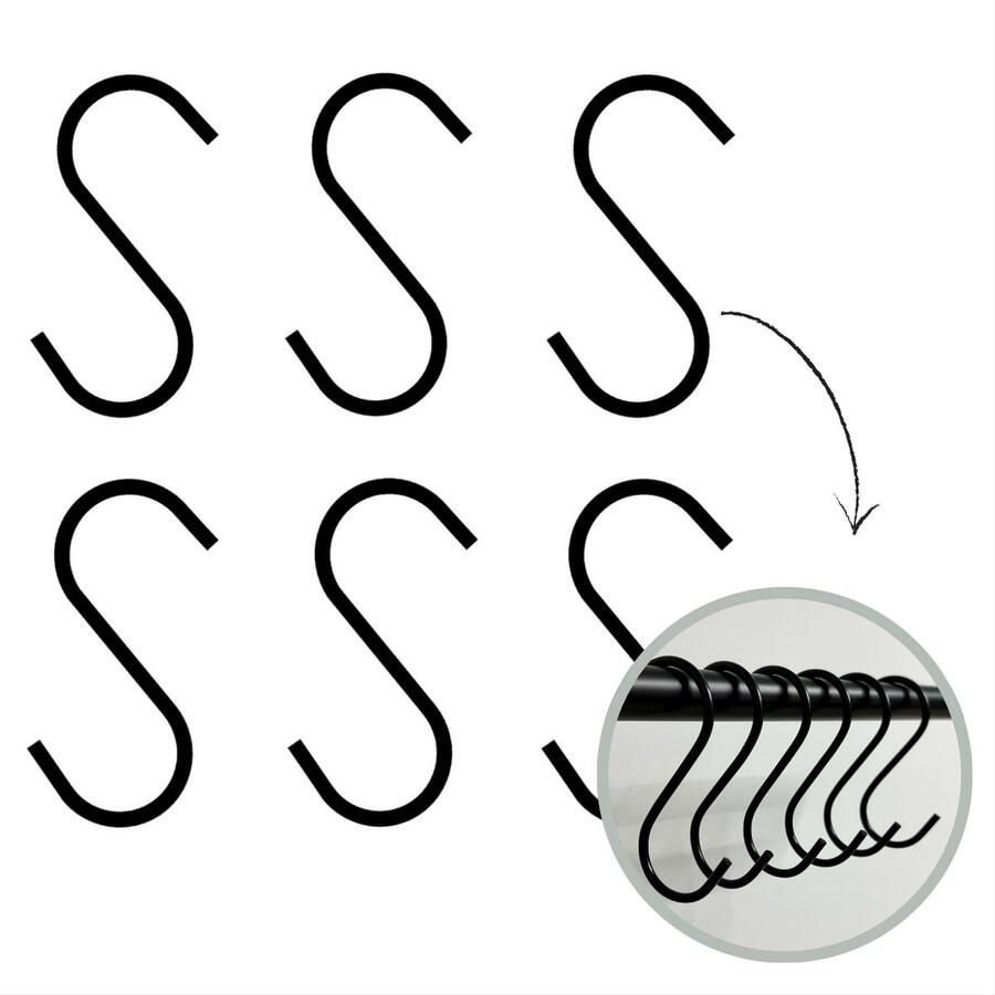 HOYA living S haken Zwart 9 5cm (groot) 6 stuks ophanghaken kapstokhaken S haakjes