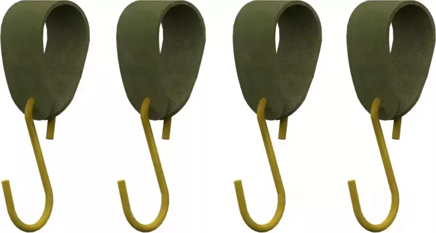 HOYA living S-haakje Goud + leren hanger: SUEDE OLIVE Maat S set van 4- (S-haakjes kapstokhaakje handdoekhaakje kapstokhaak ophanghaken S-haken) - Foto 1