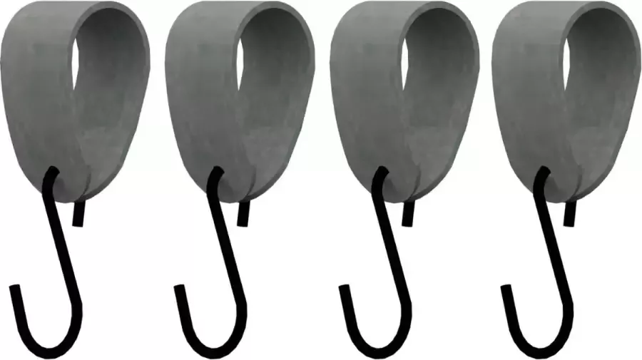 HOYA living S-haakje Zwart + leren hanger: SUEDE GREY Maat M set van 4- (S-haakjes kapstokhaakje handdoekhaakje kapstokhaak ophanghaken S-haken) - Foto 1