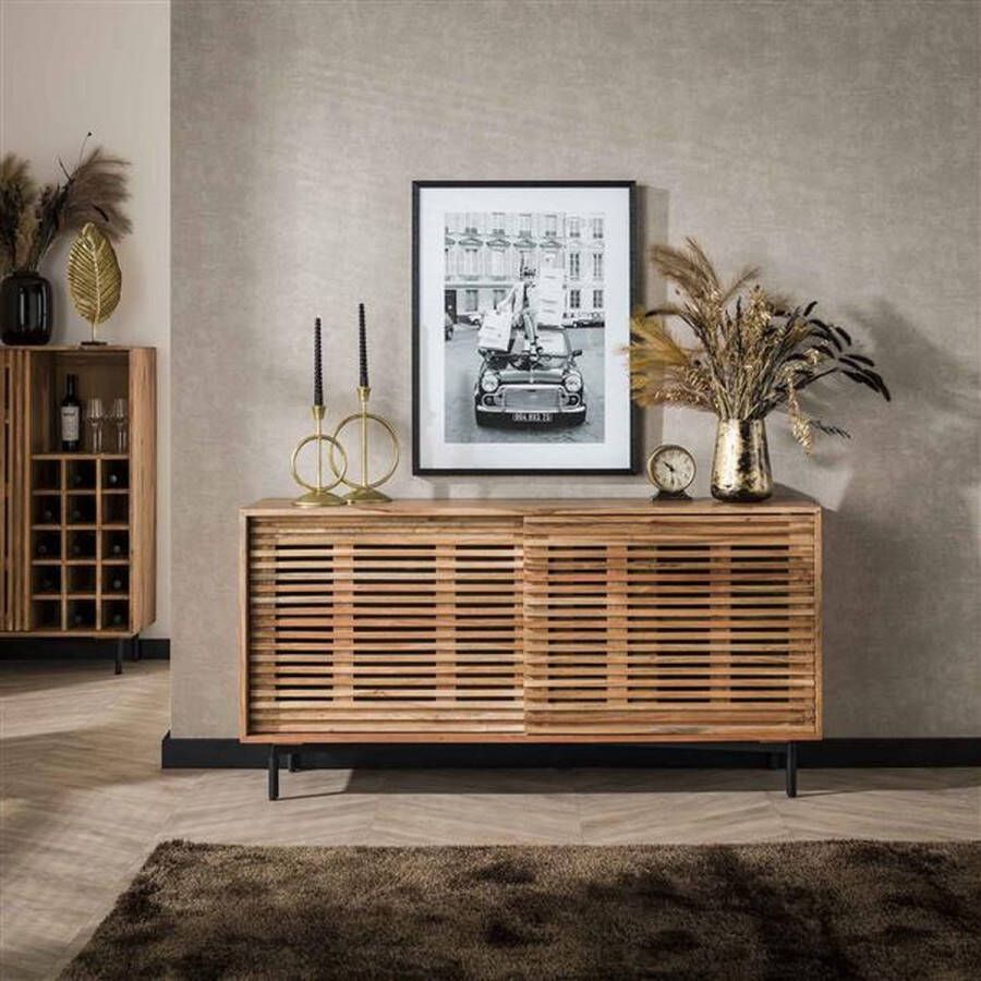 Hoyz Collection Dressoir 150cm 2 Deuren Slide Massief Acacia Naturel - Foto 2