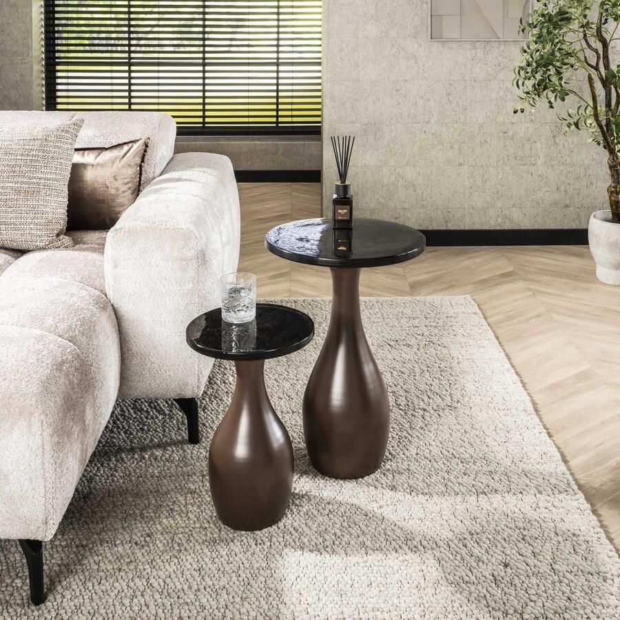 Hoyz Collection Bijzettafel Eclipse Druppel S Koper Antiek Finish