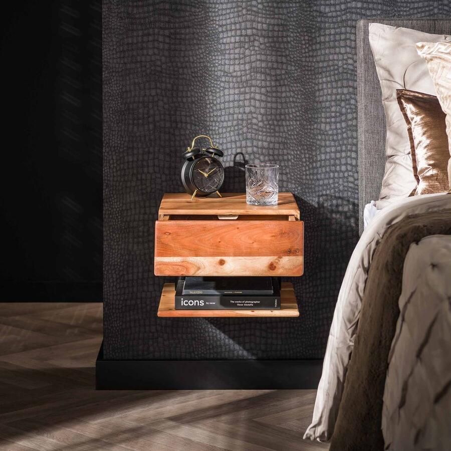 Hoyz Collection Hoyz Nachtkastje 1L Shelve Massief Acacia Naturel - Foto 3