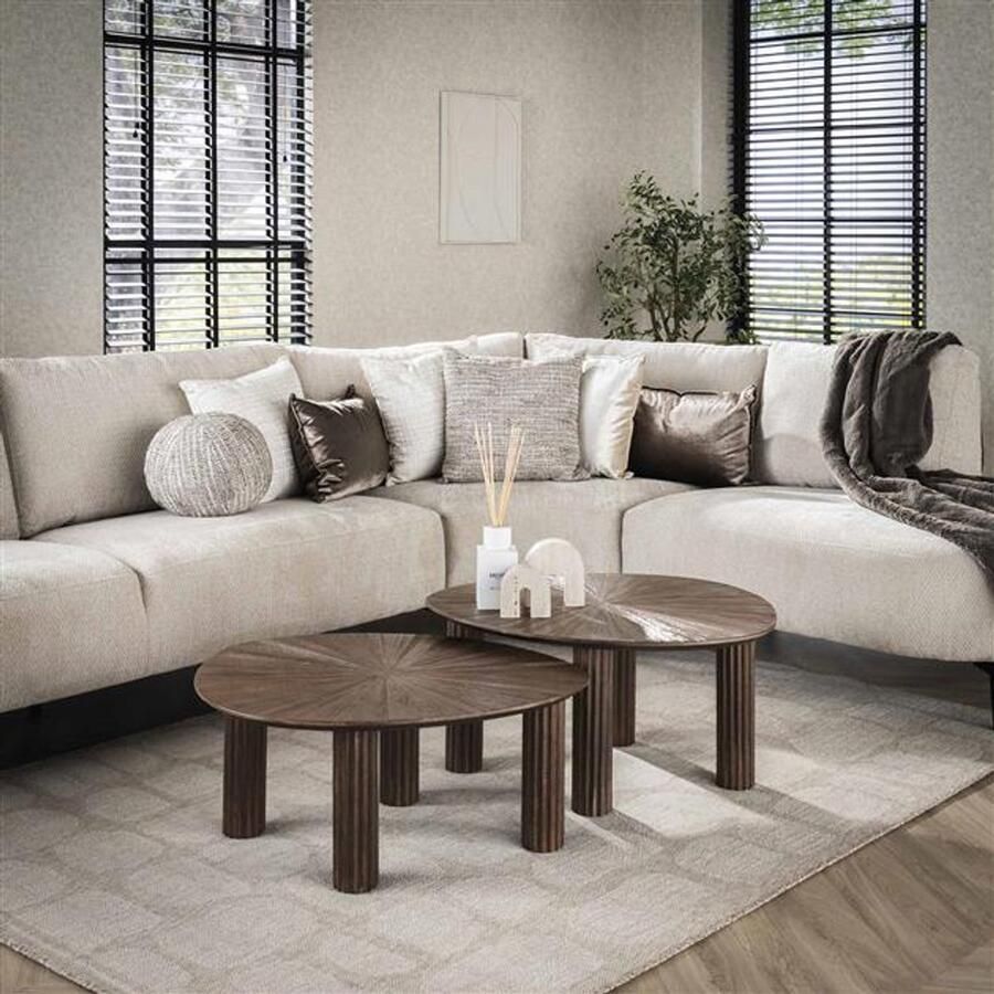 Hoyz Collection Salontafel Maya Teak Rust Brown Set van 2