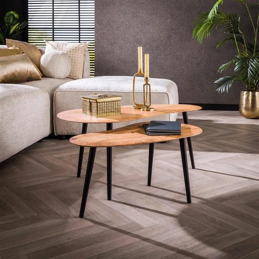Hoyz Collection Salontafel Set-2 Niervormig Organisch Massief Acaciahout