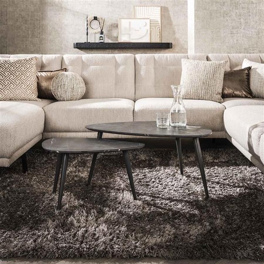 Hoyz Collection Salontafel Set-2 Pear Shaped Organisch 3D Zwart Bruin 44x80x35