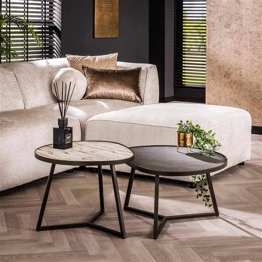 Hoyz Collection Salontafel Slate Driehoek Leisteen Set van 2