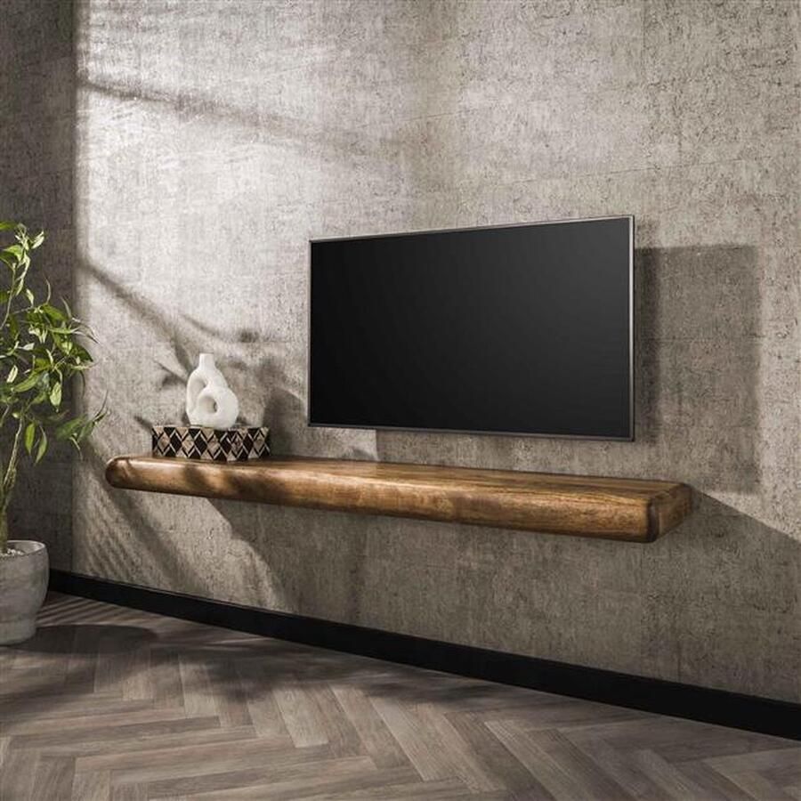 Hoyz Collection Wandplank Sleek 170cm Massief Mango Zandkleur