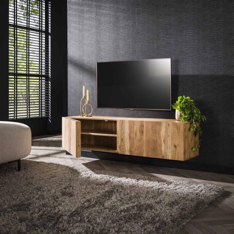 Hoyz Collection TV-meubel Zwevend 2L Block 40x150x37cm Massief Acacia Naturel - Foto 2