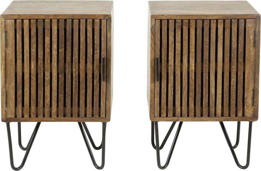 Hoyz Collection Hoyz Set van 2 Nachtkastjes Tweak Massief Mangohout Bruin 40x30x60