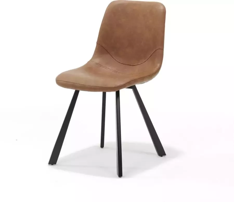 Hoyz Stoel Bari Zwart Stof Vintage Cognac Set van 4