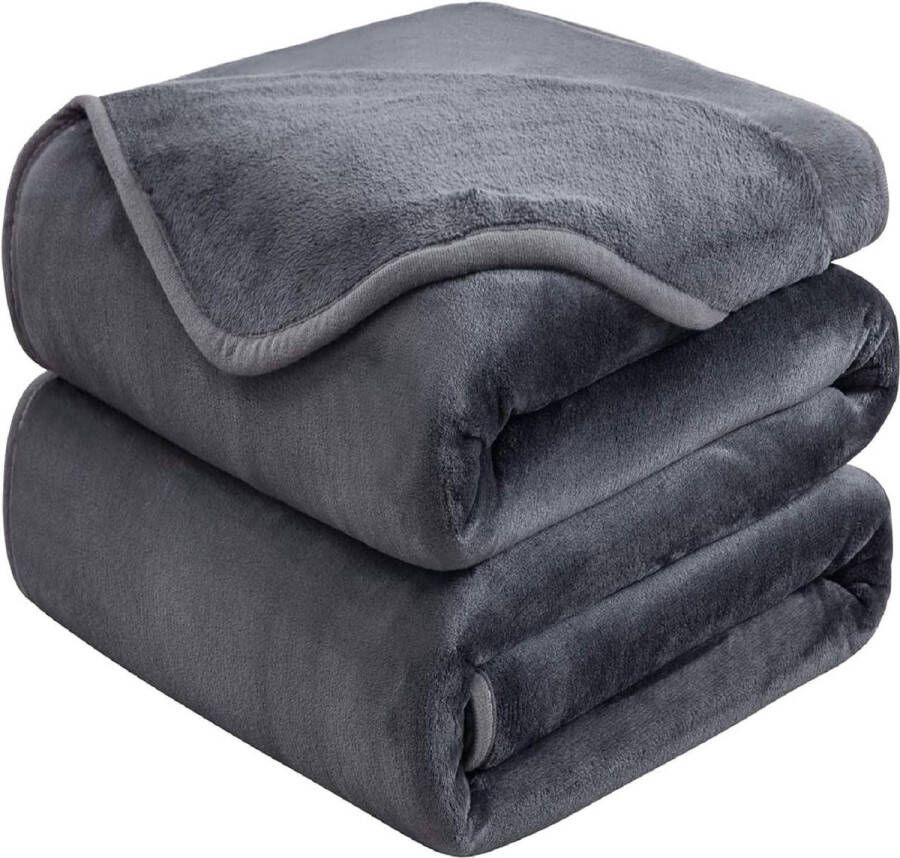 Whoopr Dikke Fleece Plaid Deken 230x270 cm Dekentje Zacht en Warm Dubbelzijdig Omkeerbaar voor Dubbel Bed en Flanellen Sofa Bank