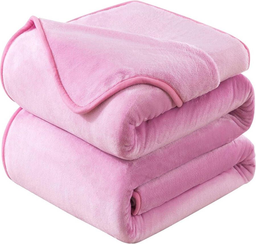 Whoopr Dikke Fleece Plaid Deken 230x270 cm Dekentje Zacht en Warm Dubbelzijdig Omkeerbaar voor Dubbel Bed en Flanellen Sofa Bank