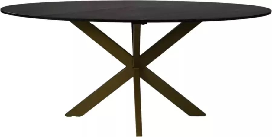 HSM Collectie HSM Collection Eettafel ovaal marmer 180x100x77 Zwart Goud Marmer metaal