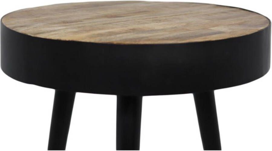 HSM Collection Bijzettafel Metaal met Hout Bijzettafeltje Woonkamer Tafeltje Woonkamertafeltje Salontafel Woonkamertafel Bedtafeltje Rond Bijzet tafel Sidetable ø43x55 Wood Selections