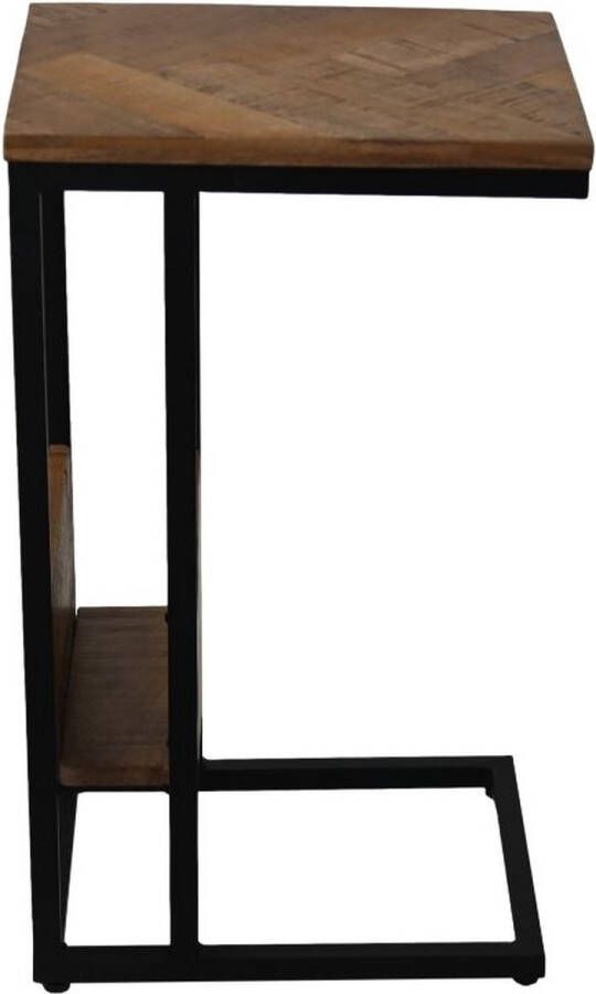 HSM Collection Bijzettafel met magazine rek Mosaic 30x38x65 mangohout metaal