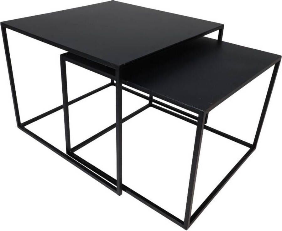 HSM Collection Bijzettafel set van 2 Bijzettafeltje Woonkamer Tafeltje Woonkamertafeltje Salontafel Woonkamertafel Bijzet tafel Sidetable 55x55x42 50x50x37 cm Wood Selections - Foto 2