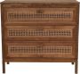 HSM Collection Commode met 3 laden 90x42x85- Naturel Teak rotan - Thumbnail 1