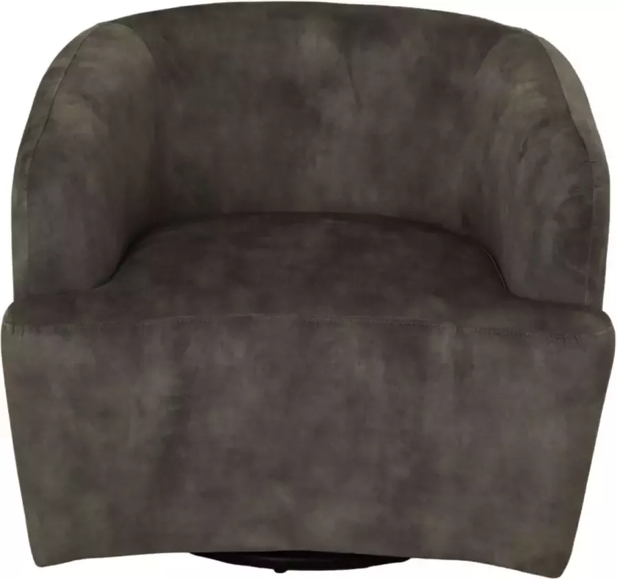 HSM Collection Draai fauteuil 80x77x71 Dolfijn grijs zwart Adore 180 Velours metaal