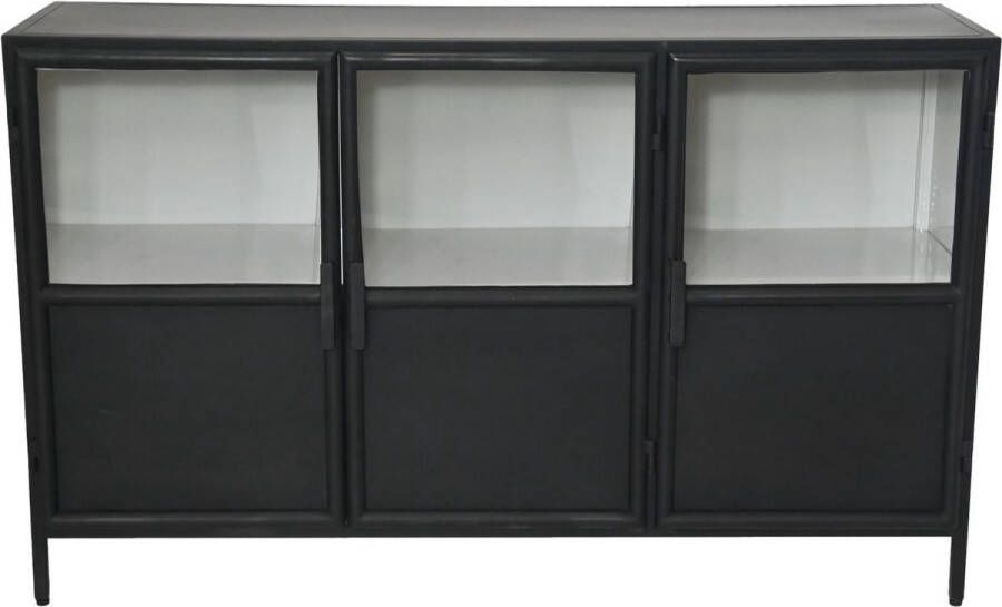 HSM Collection -Dressoir Bronx 3 Deur-140x40x85-Zwart Grijs-Metaal
