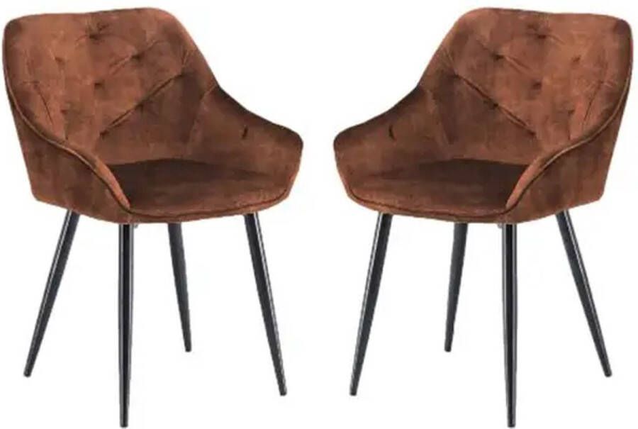 HSM Collection HSM Eetkamerstoel Liverpool Velours|metaal Hazel Bruin Set van