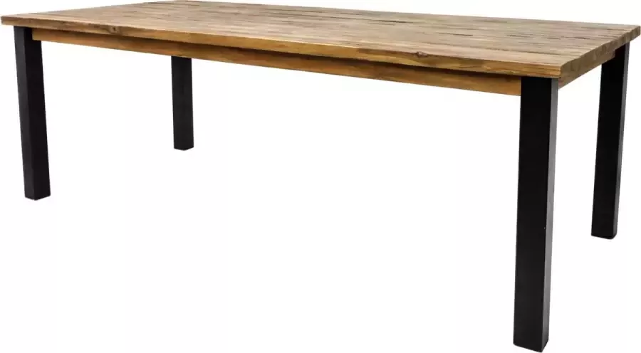 HSM Collection Eettafel Rechthoekig Atlanta 220cm Naturel Zwart Teak Metaal