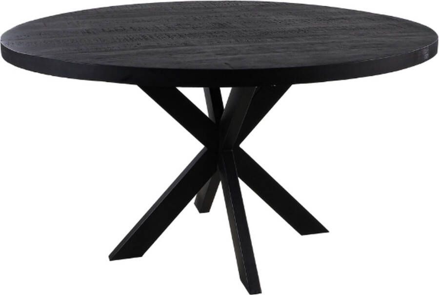 HSM Collection -Ronde Eettafel Melbourne-140x140x76-Zwart-Mango Metaal