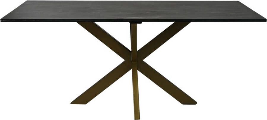 HSM Collection Eettafel rechthoekig marmer 180x90x77 Zwart goud Marmer metaal