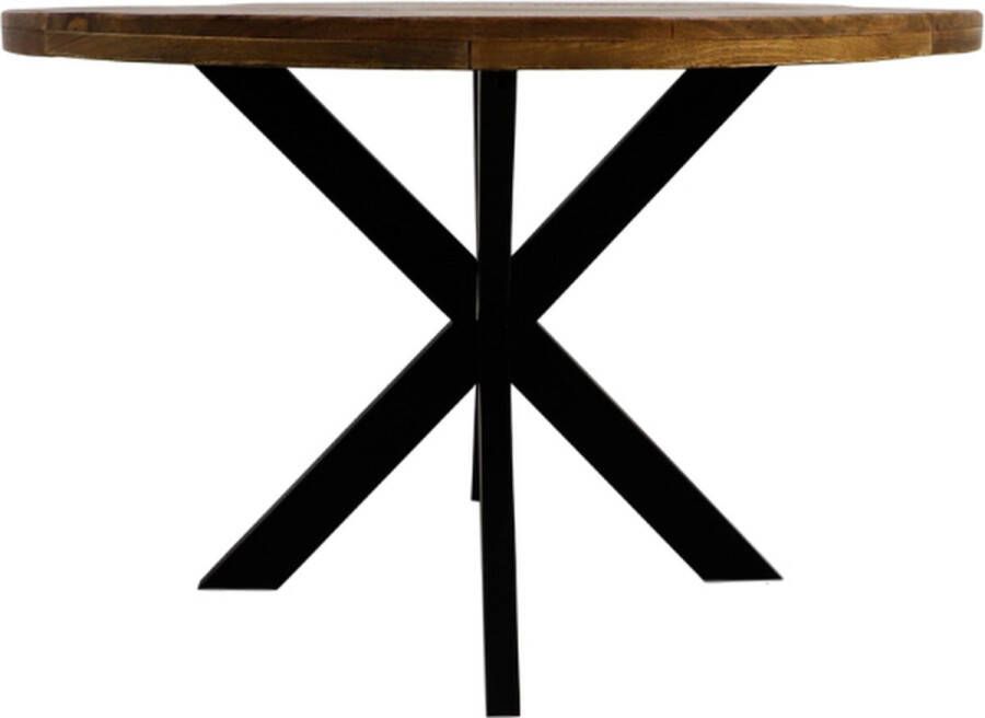 HSM Collection -Ronde Eettafel Melbourne-130x130x76-Naturel Zwart-Mango Metaal - Foto 2