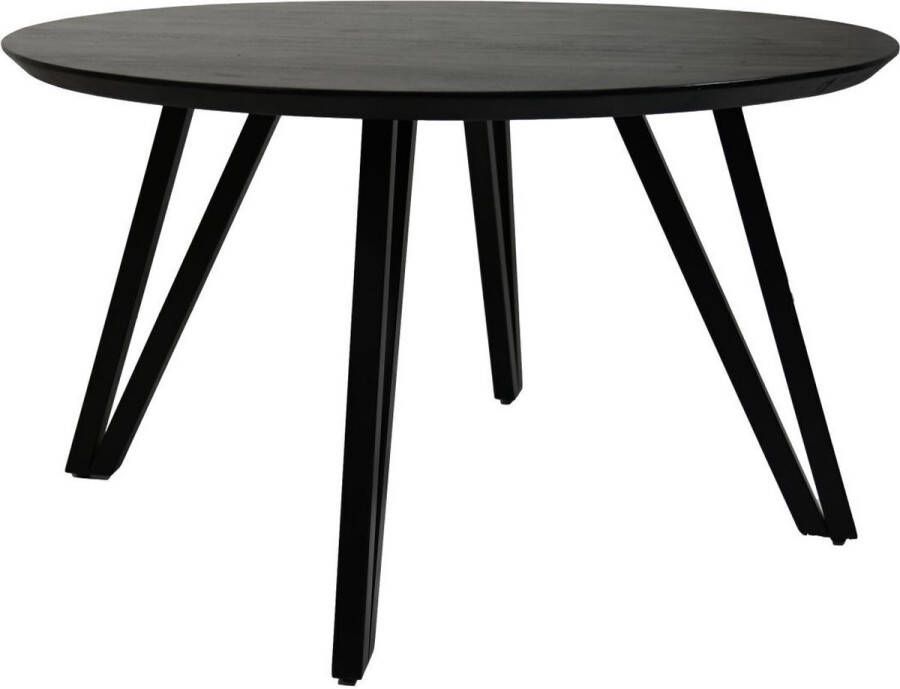 HSM Collection Tafel Zurich rond swiss edge ø130x76 Zwart Acaciahout metaal