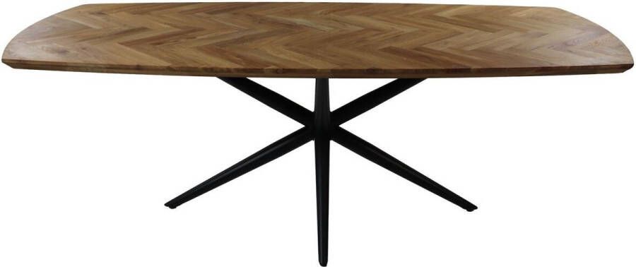 HSM Collection -Danish Eettafel Fishbone-180x100x76-Naturel Zwart-Eiken Metaal - Foto 3