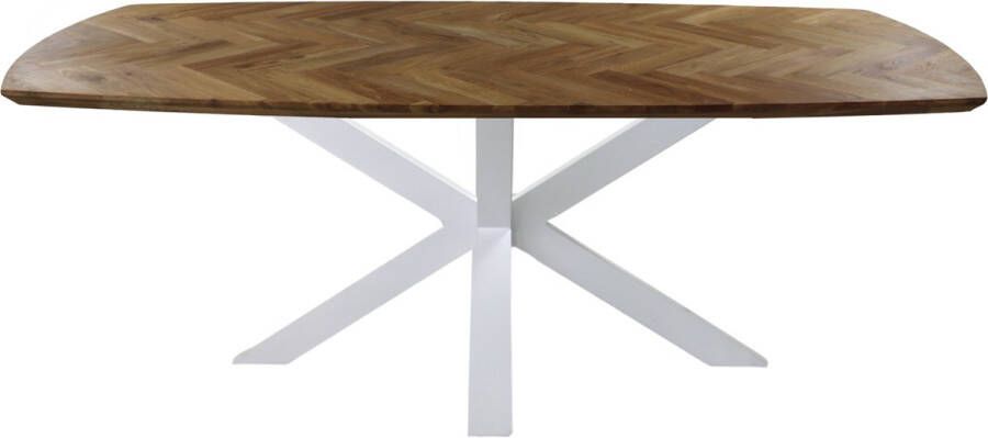 HSM Collection Eettafel Visgraat Danish 180cm Naturel Wit Eiken Metaal