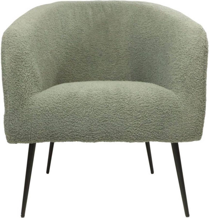 HSM Collection -Fauteuil Bouclé-77x68x83-Licht Grijs Zwart-Stof Metaal