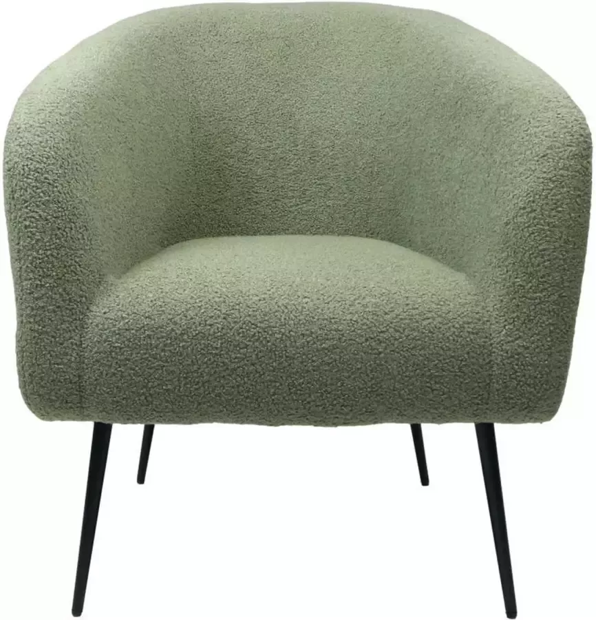 HSM Collection HSM Fauteuil 77x68x83 Groen|zwart Teddy|bouclé|metaal