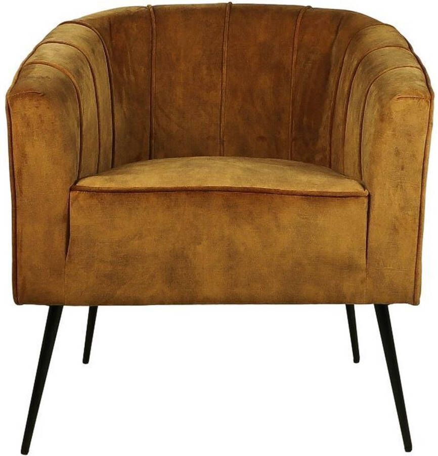 HSM Collection -Fauteuil Chester-72x71x80-Goud Zwart-Stof Metaal