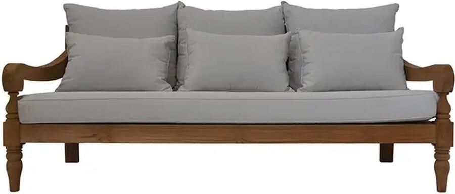 HSM Collection -Tuin Lounge Bank Bahama 3 5 Zits-190x95x80-Naturel Wit-Teak Stof