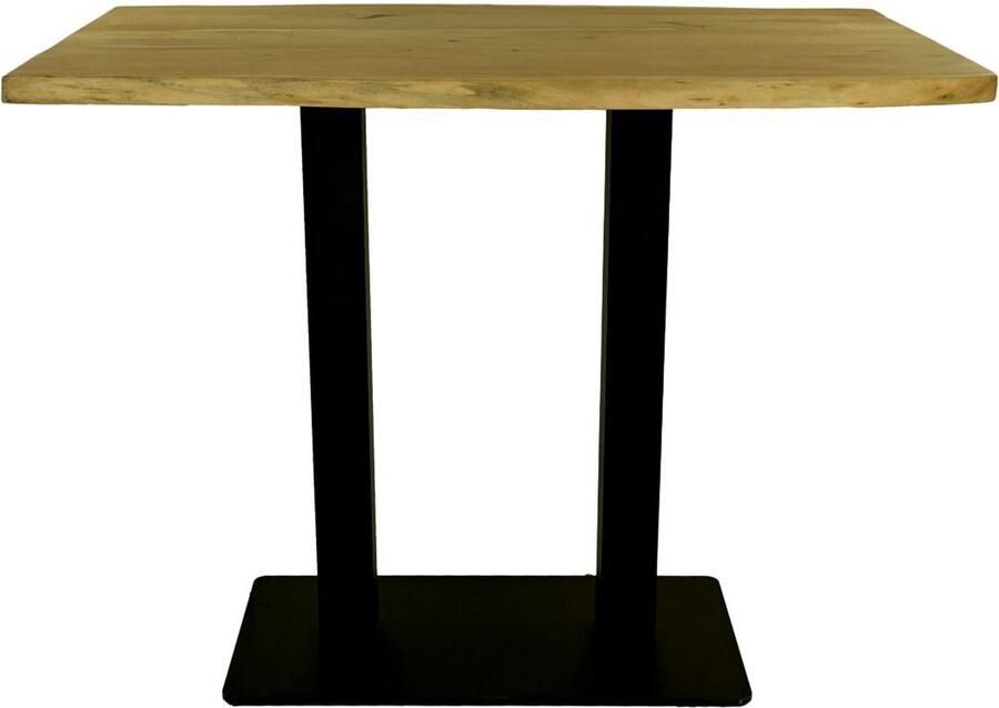 HSM Collection Bartafel dubbel pilaar 140x80x110 Naturel zwart Acacia metaal