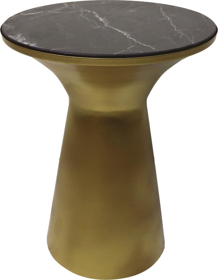 HSM Collection Bijzettafel Marmer Ø40cm Zwart Goud Marmer Ijzer