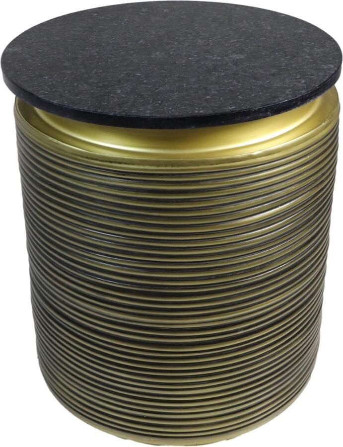 HSM Collection -Ronde Bijzettafel Rible-ø41x53-Zwart Goud-Marmer Metaal