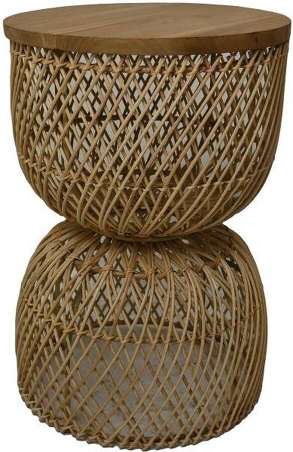 HSM Collection -Ronde Bijzettafel S 2-30x30x45-Naturel-Rotan Teak