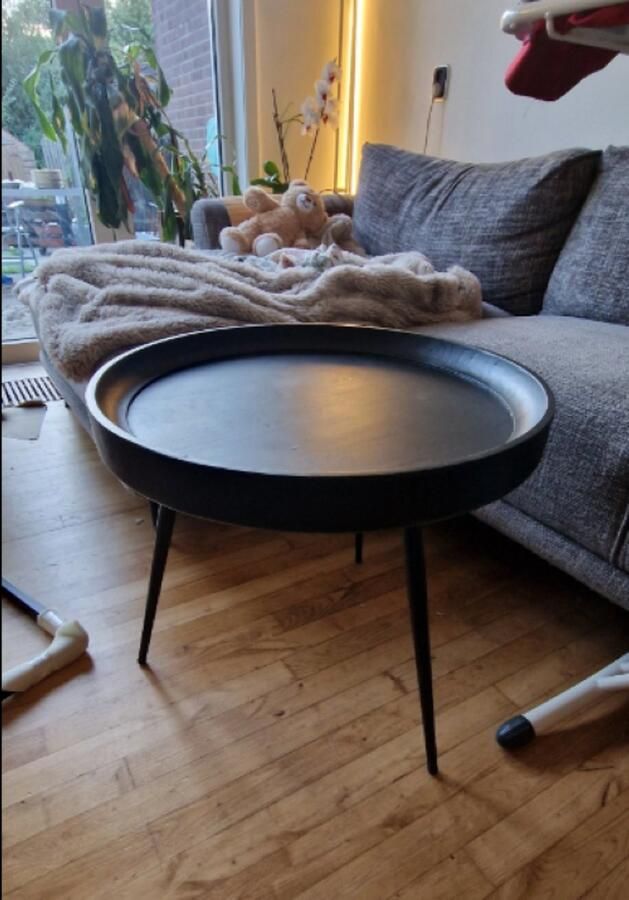 HSM Collection HSM Bijzettafel Ventura ø60 cm zwart mangohout ijzer