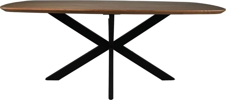 HSM Collection -Danish Ovale Eettafel-1-180x100x76-Naturel Zwart-Acacia Metaal