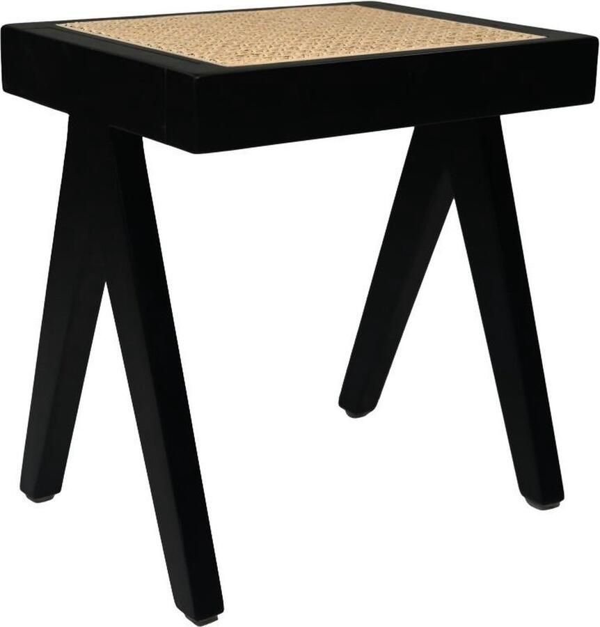 HSM Collection Decoratief bankje 42x32x45 Zwart naturel Mahonie rotan