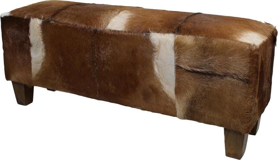 HSM Collection HSM Decoratieve Bank Bangku Geitenhuid Teak