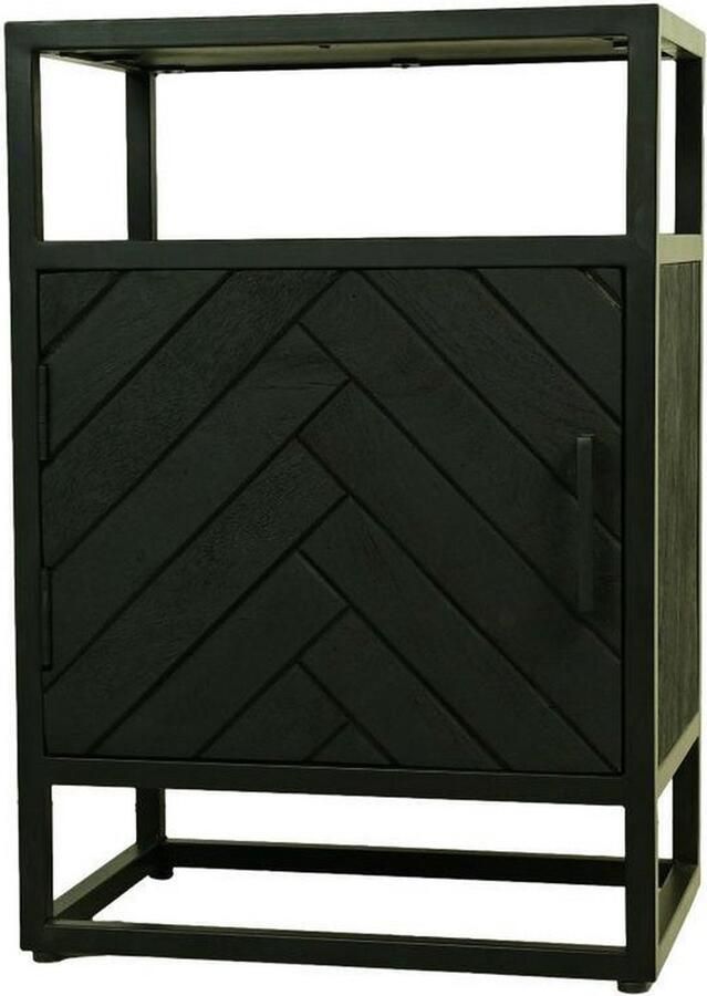 HSM Collection Dok Home Nachtkastje 1 Deur Links-45x32x65-Zwart-Mango Metaal